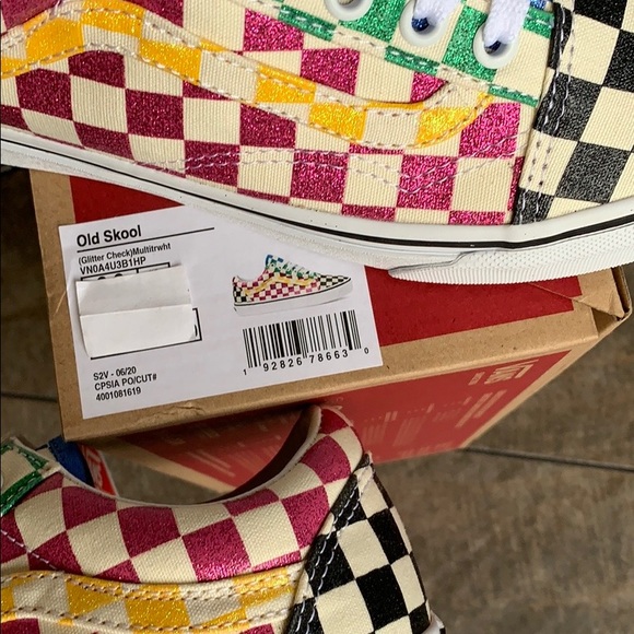 VANS OLD SKOOL GLITTER CHECK MultiTrWht WMNS - Picture 7 of 16